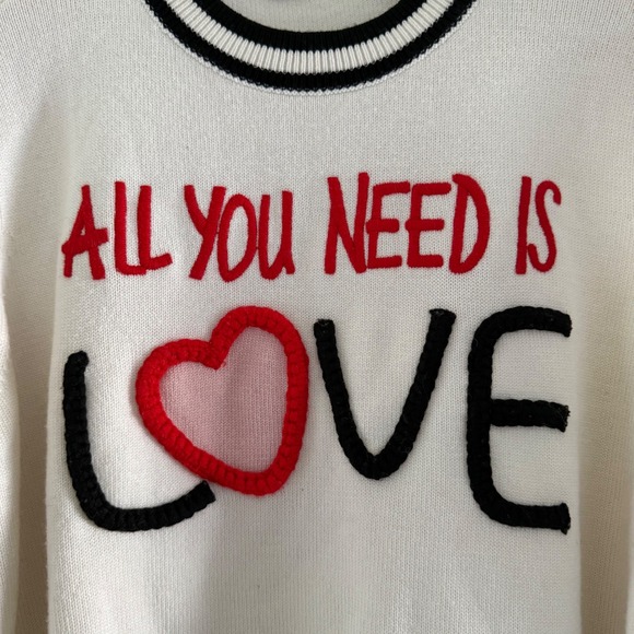 Alice + Olivia The Beatles All You Need Is Love Rorie Wool-Blend Pullover Small - Picture 4 of 8